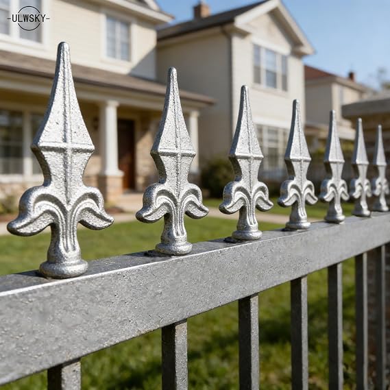 6Pcs Cast Iron Fence Finials - Trident Spear Shaped Fence Finials Topper Silver Rail Caps for Wood Metal Spires Yard Villa Garden Lawn Farm Decoration