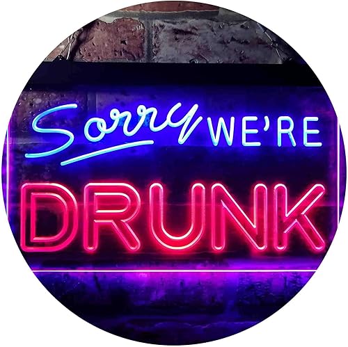 ADVPRO Sorry We're Drunk Humor Bar - Letrero de neón LED de doble color, color azul y rojo, 12 x 8 pulgadas st6s32-i3686-br