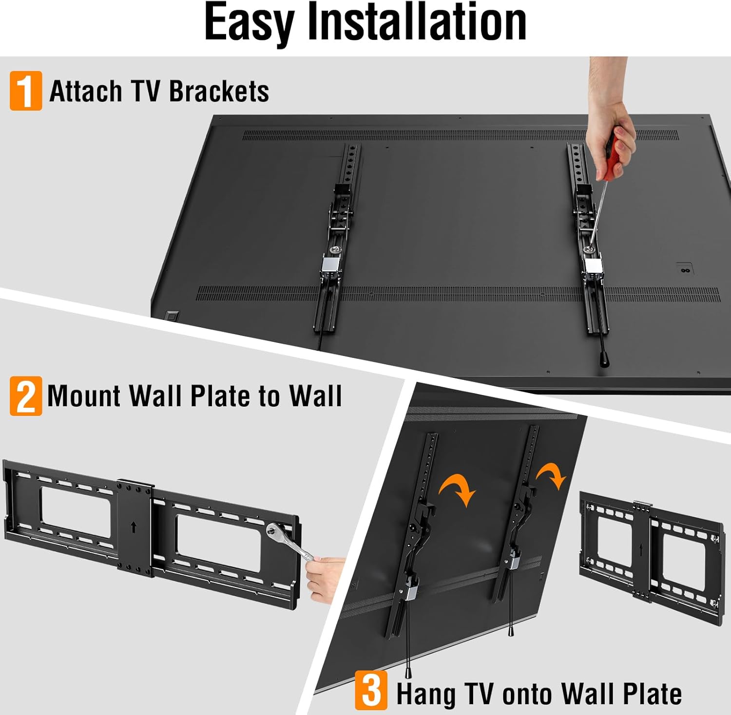 ELIVED Tilting TV Wall Mount for Most 37"-85" TVs Up to 132 lbs, Low Profile Tilt Mount Fits 24"/18"/16" Wood Studs, Wall Mount tv Bracket Max VESA 600x400mm, YD1038