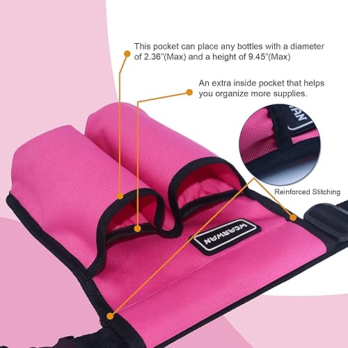 Miniatura 2 de WEARWAN Funda de aceite de masaje, funda de masaje ajustable y duradera, suministros para terapeuta de masaje con estilo (2B-Fuchsia)