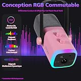 FIFINE USB/XLR Streaming Micro Gaming pour PC PS4 PS5, RGB Cardioïde Dynamique Microphone avec Support, pour Mixer Cartes Son, pour Gaming, Podcasting, Broadcasting, Enregistrement Vocal - Rose - 5