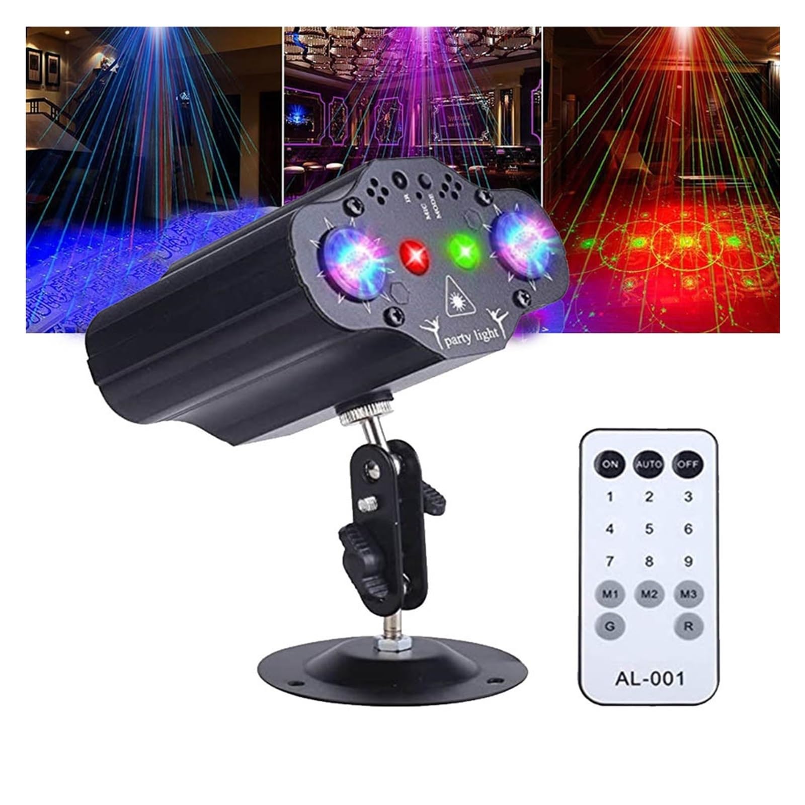 Oświetlenie Sceniczne, Scena zewnętrzna Disco Party Light DJ Projektor Lampa Czerwone Zielone Niebieskie Światła Stroboskopowe Z Pilotem Do Wystroju Imprezy Aktywowane Dźwiękiem