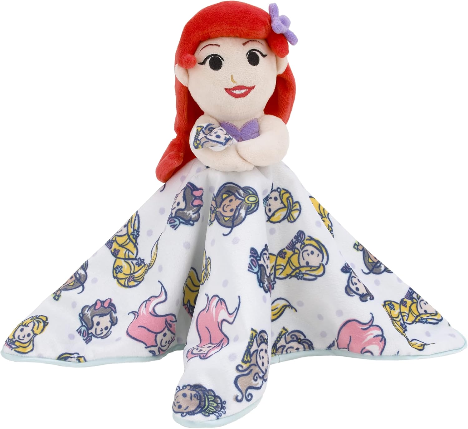 Disney Minnie Mouse White, Pink, and Aqua Rainbow and Heart Lovey Security Blanket