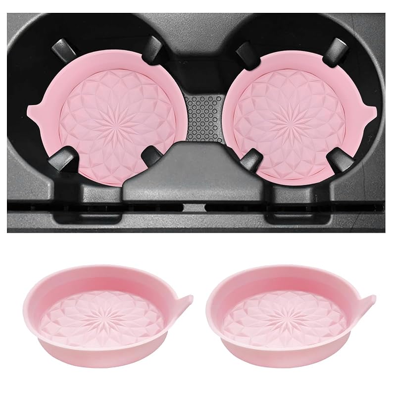 BWBWND Kit com 2 Porta-Copos para Carro em Silicone com Textura Diamante Rosa