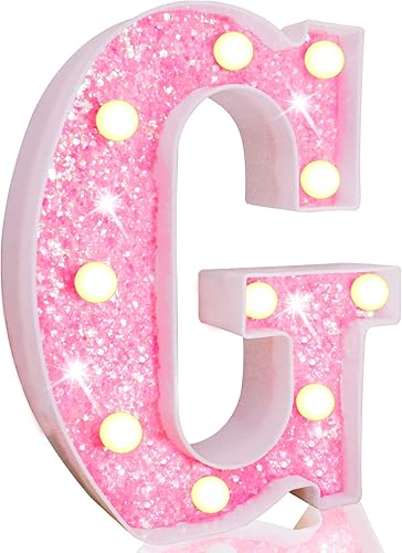 Miniatura 144 de Pooqla - Luz de números con iluminación LED rosa, funciona con pilas, con brillantina, para decoración de fiestas de cumpleaños y hogar Blanco cálido