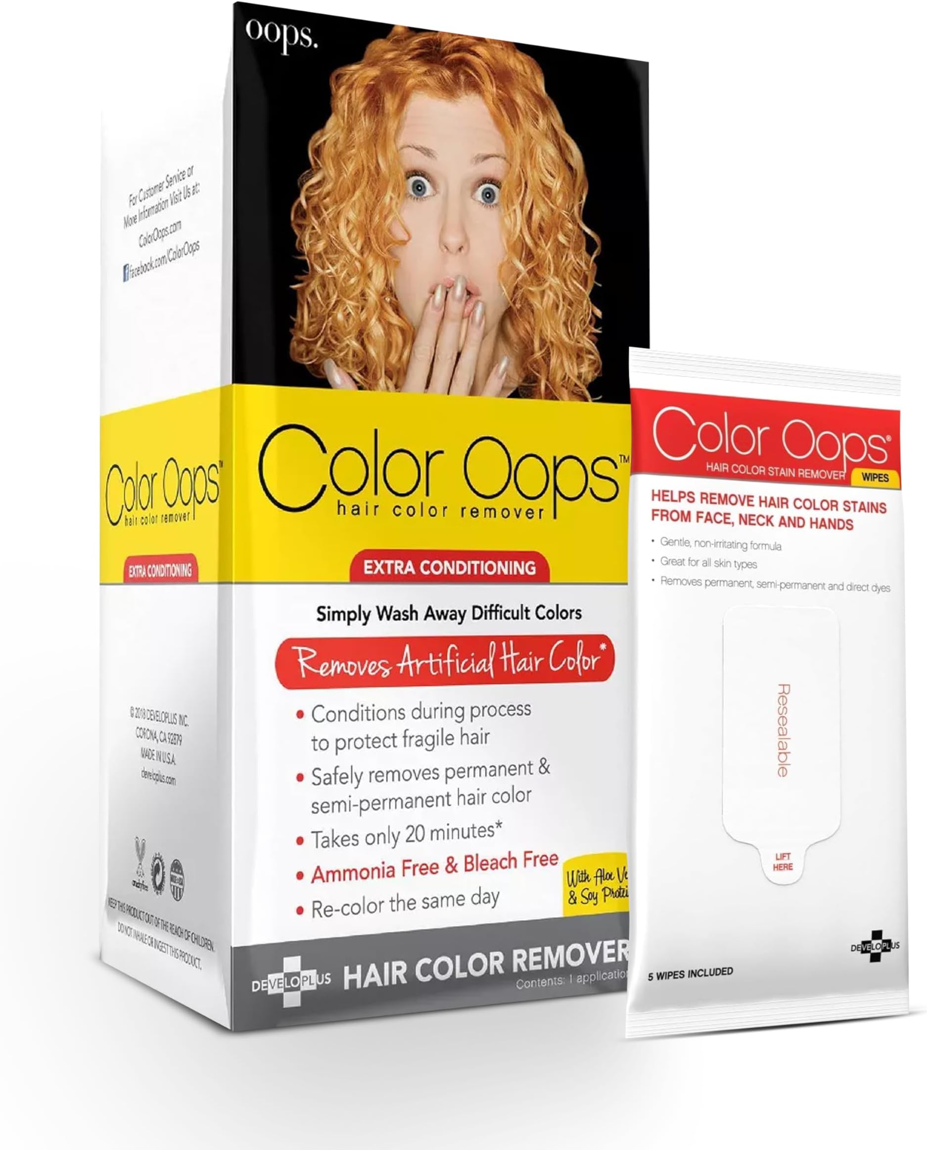 Extra Conditioning Hair Color Remover and Remover Wipes Bundle, Gently and Safely Remove Permanent & Semi-Permanent Dye from Hair and Skin