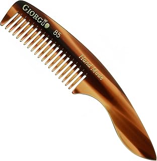 Giorgio G85 travel comb for Mustache and Beard for Men - Small Fine Tooth Pocket Comb for Everyday Hair Care - Sawcut and Hand Polished Pocket and Styling Comb - Tortoiseshell Combs (4.75")