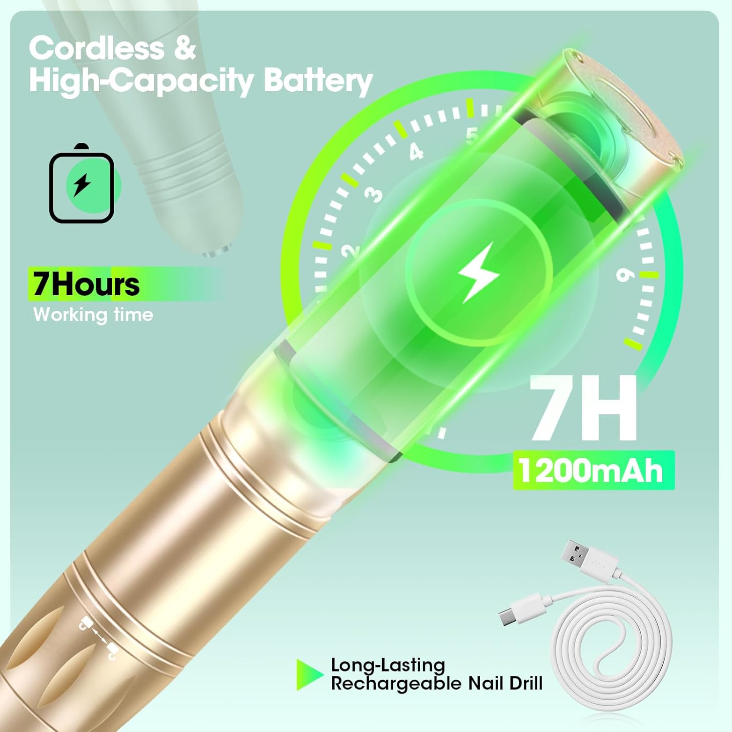 Nail Drill Cordless Professional E Filer for Nails 32000RPM Electric Nails Drill Kit Nail Drill Professional Wireless Nail File Drill Rechargeable Electric Nail File for Acrylic Gel Nails