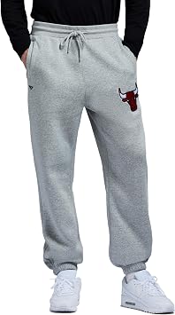 Game 7 x NBA Officially Licensed Mens Casual Jogger Fleece Sweatpants with Pockets, Chicago Bulls, L, Heather Grey