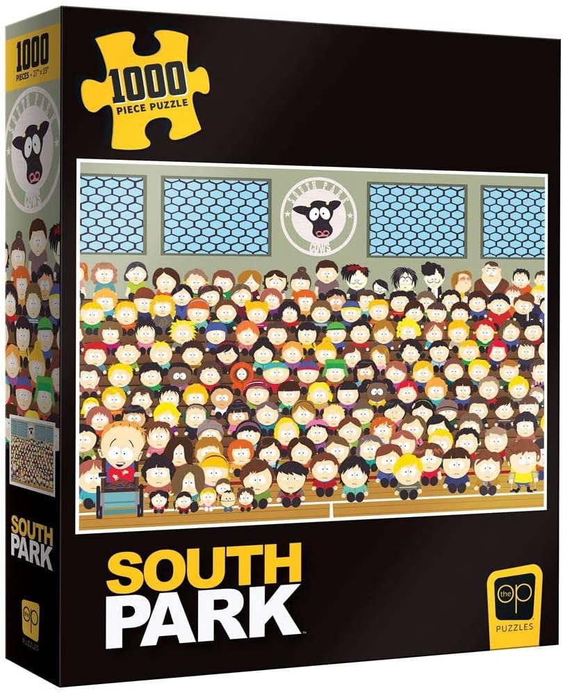 South Park Go Cows 1000 Piece Jigsaw Puzzle | Collectible Puzzle Featuring Familiar South Park Characters in The School Gymnasium | Officially Licensed Comedy Central and South Park Merchandise
