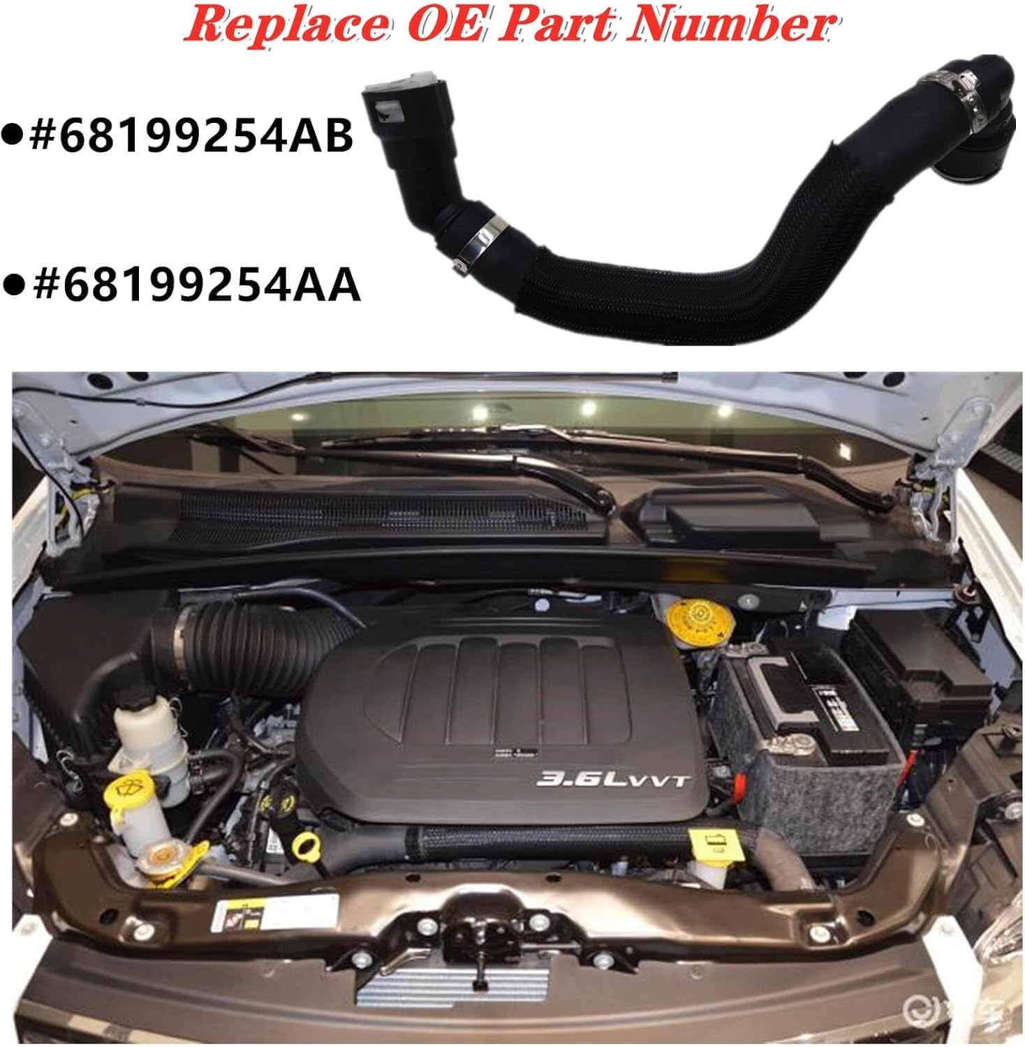 Heater Supply Jumper Hose - Replacement Part for Jeep Grand Cherokee 2.4L 2014-2018 and Chrysler 200C 2015-2017 - 68199254AB HVAC Heater Hose Connector