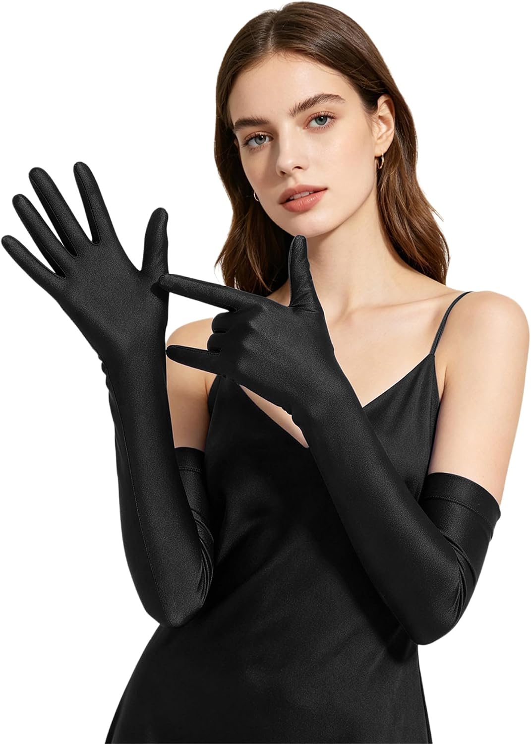 Jugaoge Women Stretchy Adult Elbow Length Bridal Gloves Princess Accessories for Party Cosplay Costumes