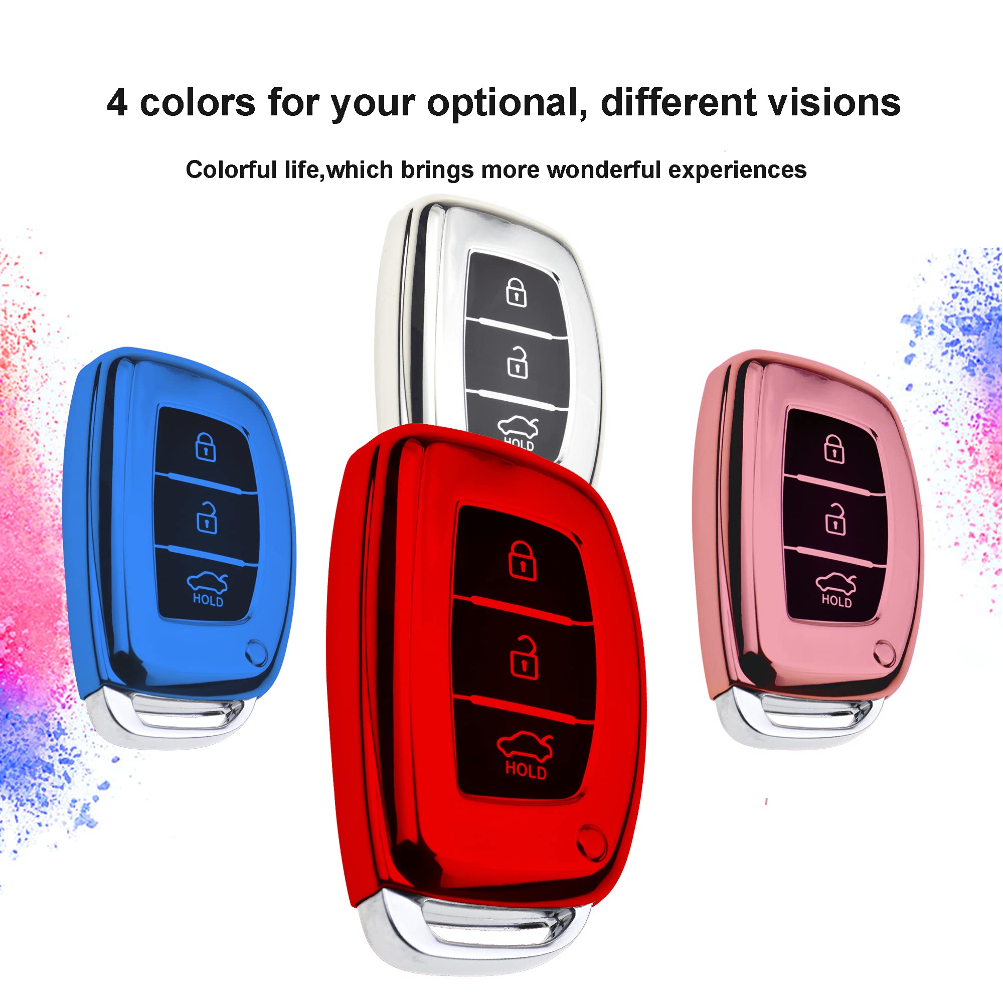 Housse De Télécommande Hyundai En Silicone TPU - Compatible Kona, I10, I30, Ioniq, Tucson, Santa Fe - Protection Antidérapante - Rouge