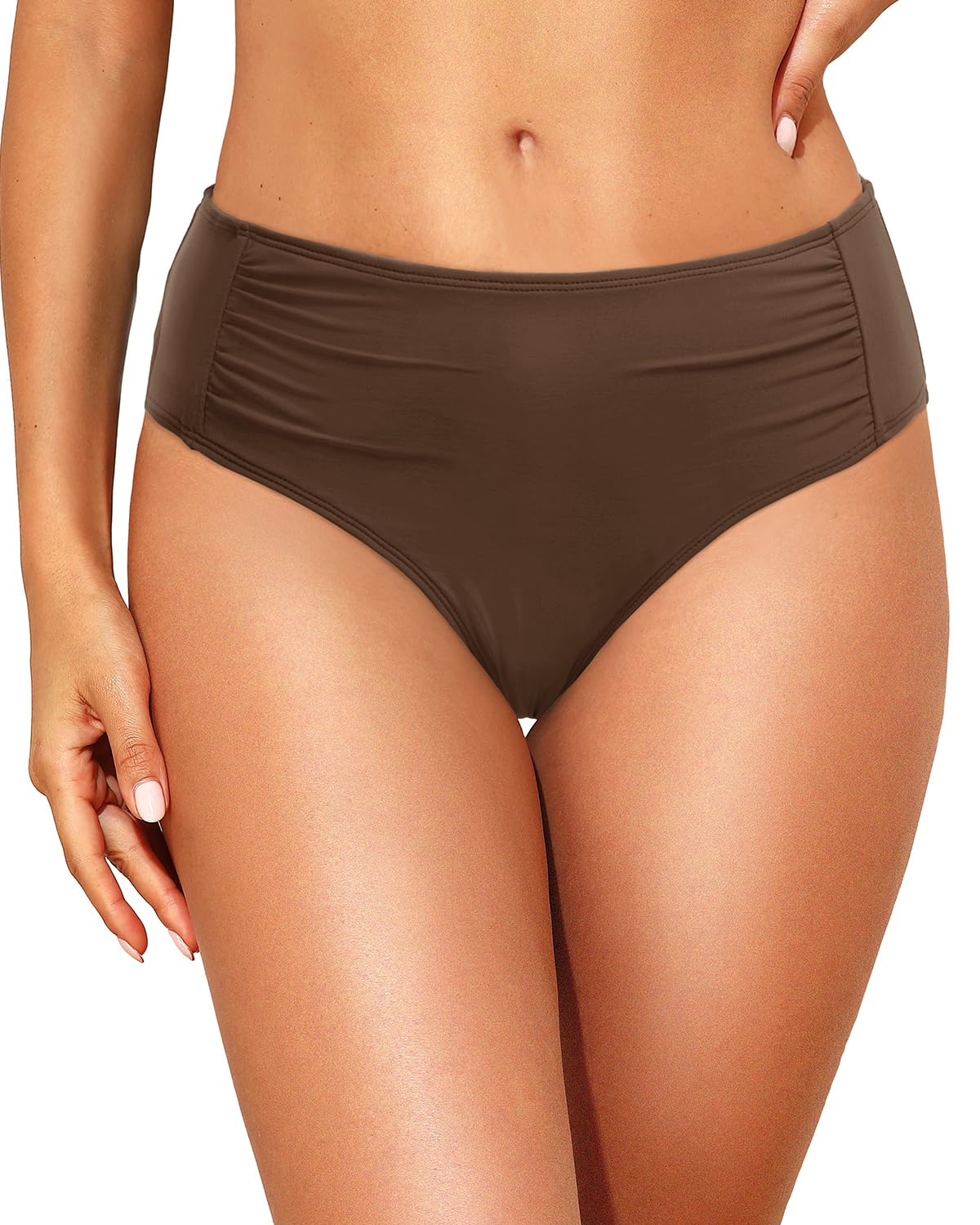 talisea Women Full Coverage Bikini Bottoms - Mid Rise Bathing Suit Ruched Swim Bottom Swimsuit Swimwear-picture-45