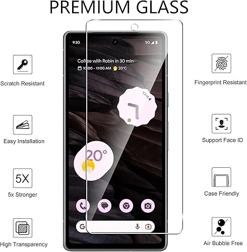 Miniatura 2 de Protector de pantalla para Google Pixel 7a, dureza 9H, resistente a los arañazos, compatible con fundas, antihuellas, antiarañazos (paquete de 3)