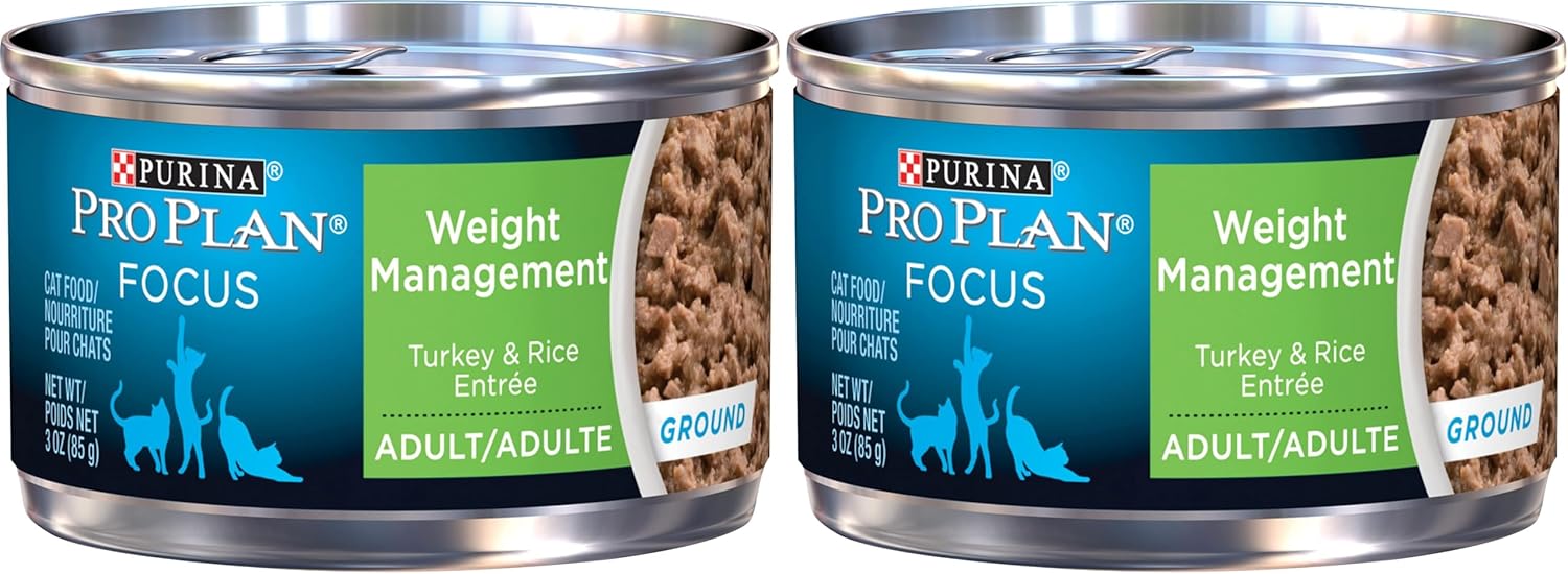 Purina Pro Plan Weight Control Pate Wet Cat Food,Specialized Weight Management Turkey & Rice Entree - 3 oz. Pull-Top Cans,(Pack of 48)