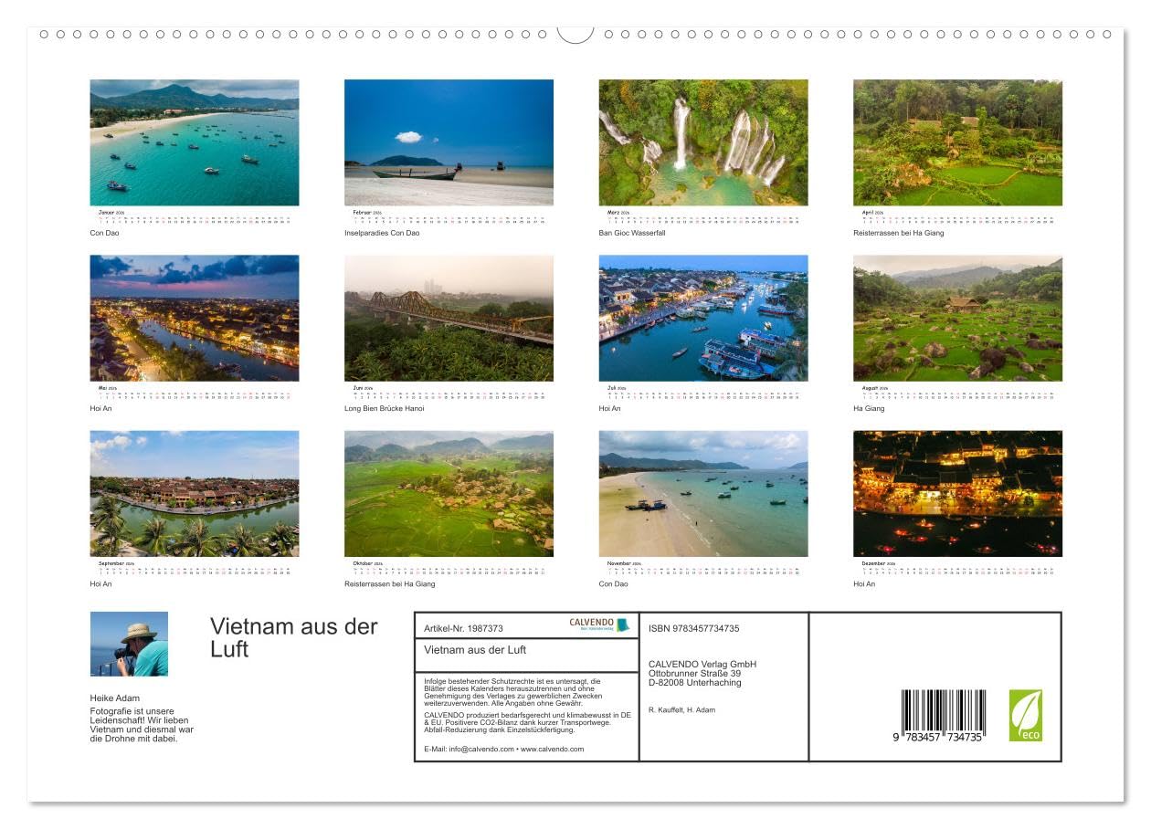 Vietnam aus der Luft (hochwertiger Premium Wandkalender 2026 DIN A2 quer), Kunstdruck in Hochglanz: Mit der Drohne unterwegs in Vietnam (CALVENDO Orte)