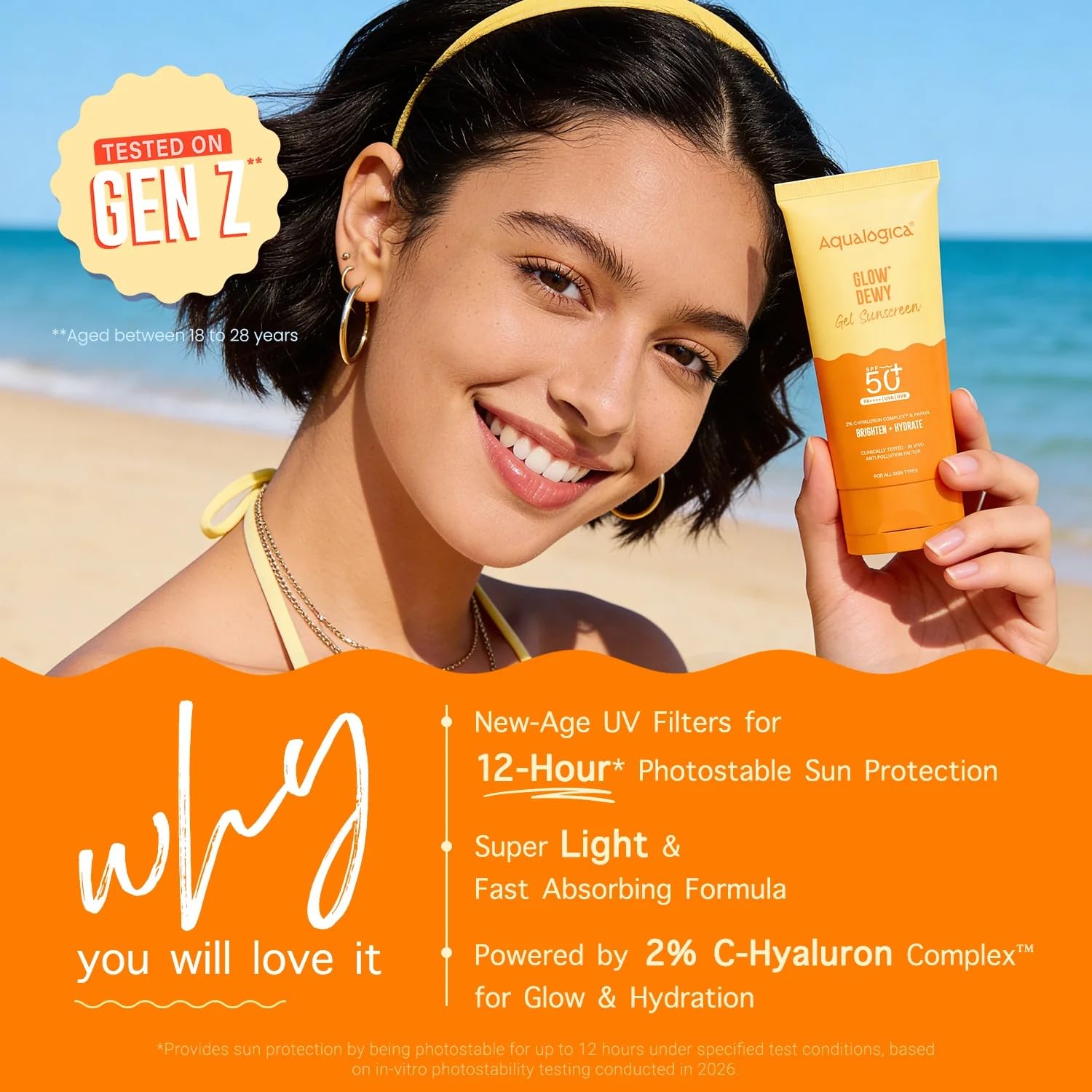 Aqualogica Glow+ Dewy Gel Sunscreen - 80 g x 2 | SPF 50+ PA++++ | In-Vivo Tested | New-age Filters | 12-Hour* Sun Protection | Tan Protection | For Bright & Hydrated Skin | Fragrance-Free & No White Cast | C-Hyaluron Complex™ & Papaya | Broad Spectrum UVA/B & Blue Light Protection | Lightweight | For Men & Women 2