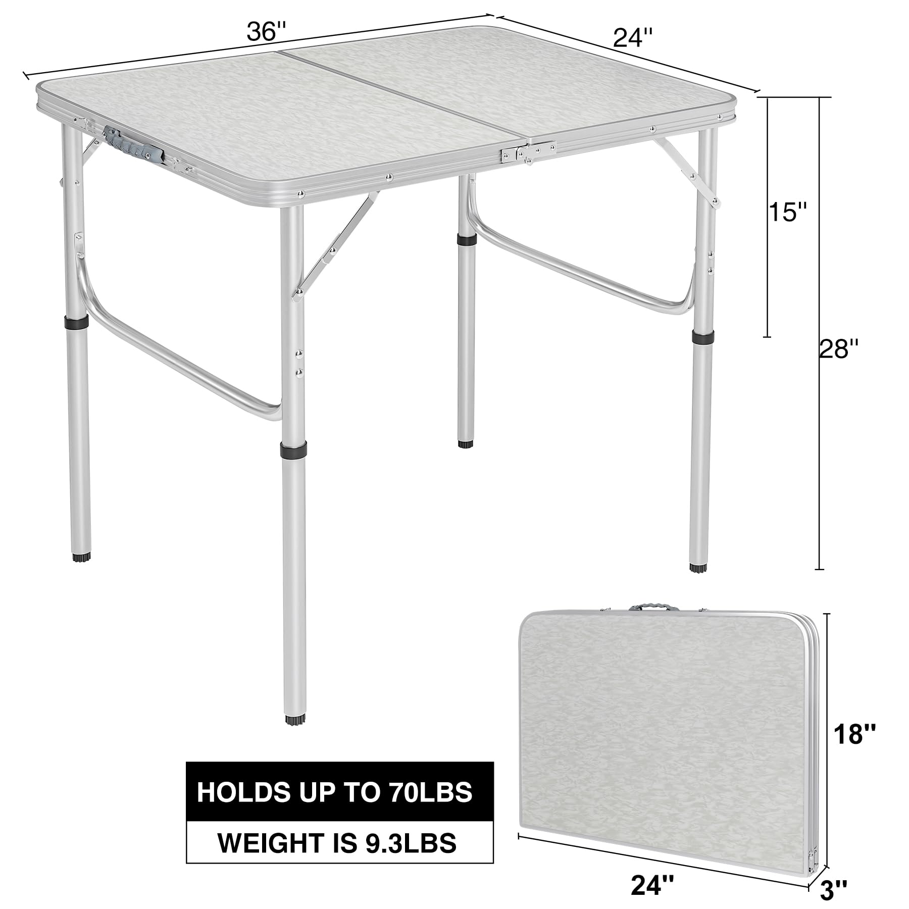Amazon.com: RedSwing Aluminum Folding Table 3 Feet Adjustable