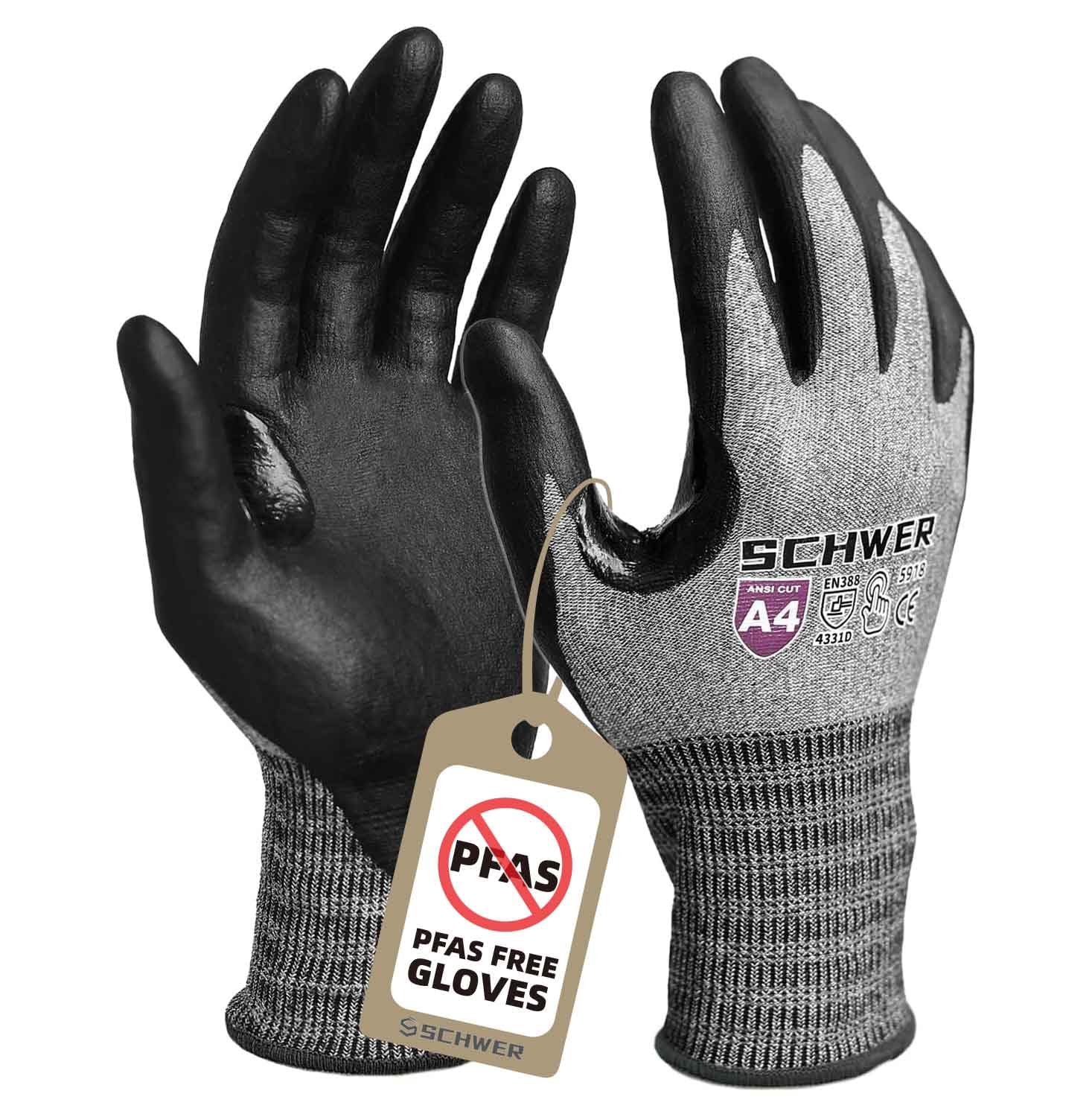 Schwer A4 AIR-SKIN Cut Resistant Work Gloves AR5918 with Extreme Lightweight & Thin, Grip Gloves for Fishing, Refined Work, Mechanic, Gardening, Touch-Screen, Non-PFAS, 3D-Comfort Fit, 1 Pair (M)