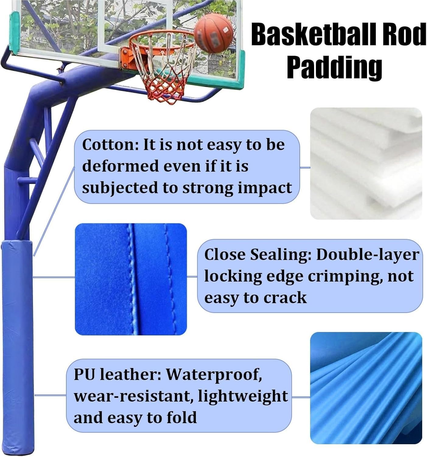 Tall 180cm Round Basketball Pole Pad, All-Weather Wrap Around Basketballs Hoop Protector for Garage Sports Courts Rod, Heavy Duty Safety Padding(Pink Dia 114mm (4 1/2in))