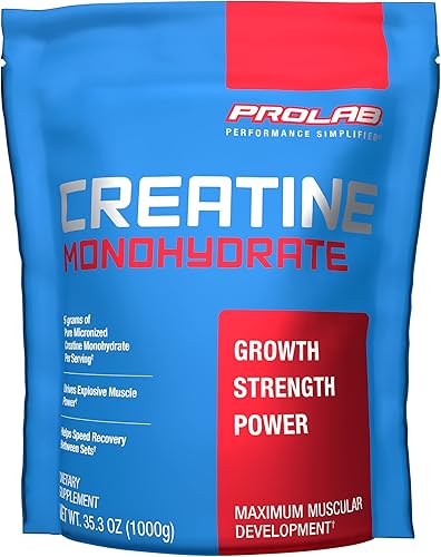 PROLAB Monohidrato de creatina 35.27 oz, Mejor creatina micronizada en polvo, Suplemento nutricional deportivo, Aumento de la masa muscular, Fuerza,