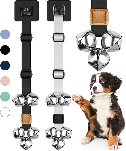 Miniatura 12 de COOYOO Paquete de 2 campanillas para perros, campanillas ajustables para entrenamiento de orinal, mejoradas para entrenar a tu cachorro de la manera