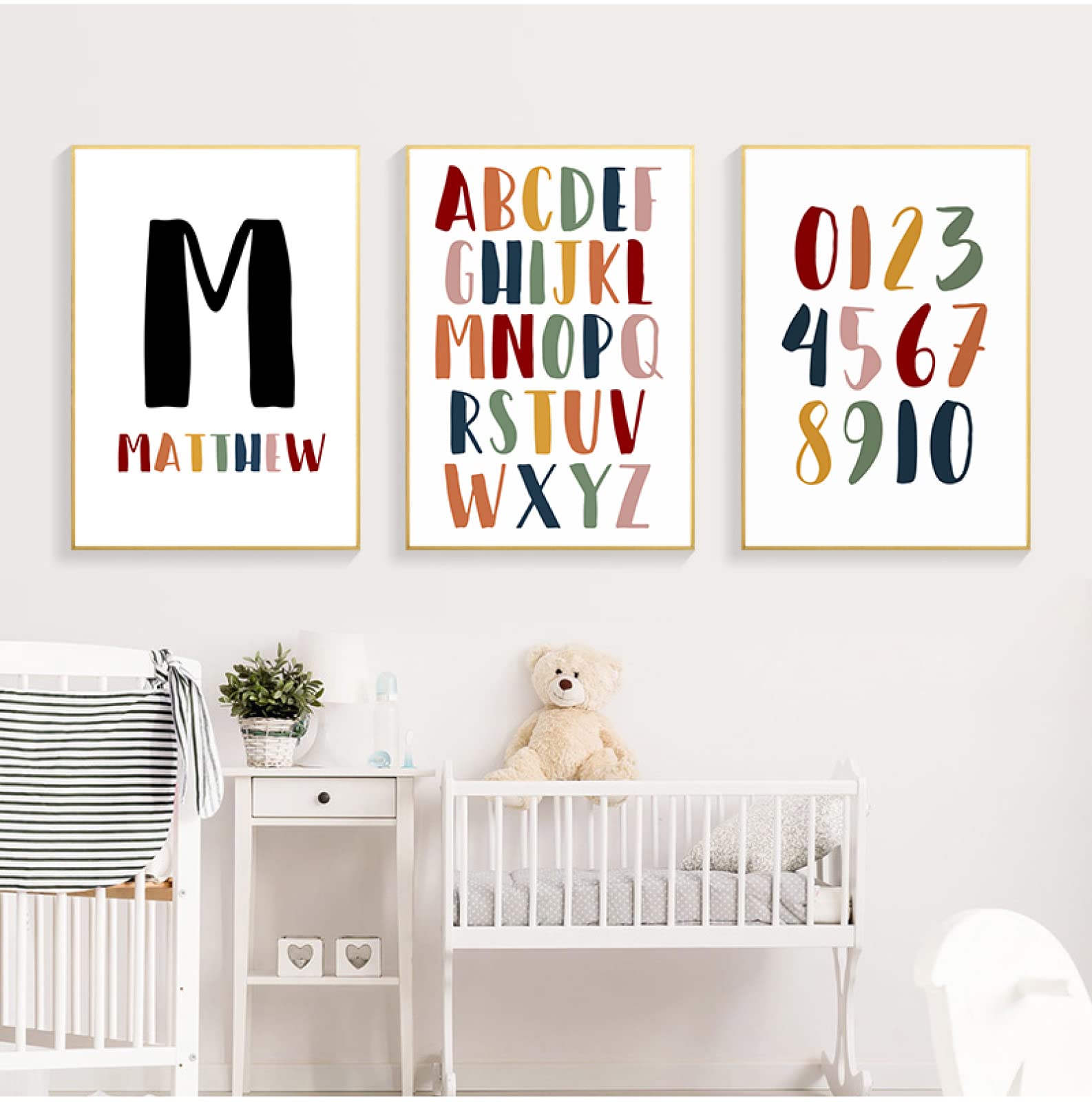 GVOZI Impresión De Lienzo Bebé Niño Nombre Personalizado Letra Lienzo Pintura Alfabeto Número Vivero Pared Arte Imprimir Imágenes Nórdicas Habitación De Bebé Decoración 60x90cm