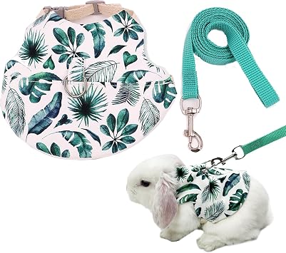 Adjustable Rabbit Harness and Leash Set Lightweight Pet Harness Breathable Cute Rabbit Harness with Safety Buckles for Small Pets