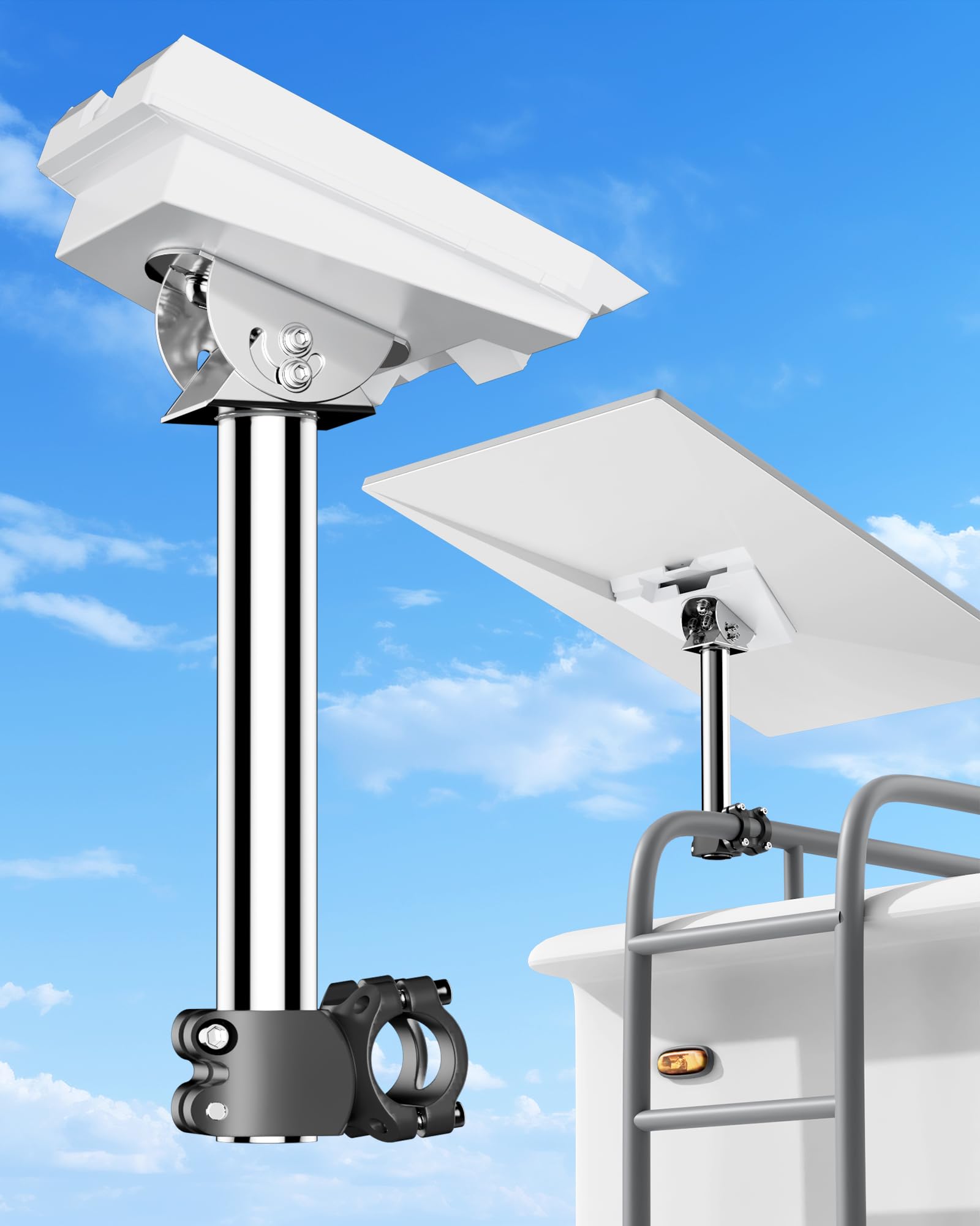 MUSVOH Fit for Starlink Gen 3 RV Mount 120° Adjustable, 304 Stainless Steel for Gen 3 Starlink RV Ladder & Roof Rack Mount, Compatible with Star Link V3 Pole Clamp Mounts for RV, Camper, and Yacht