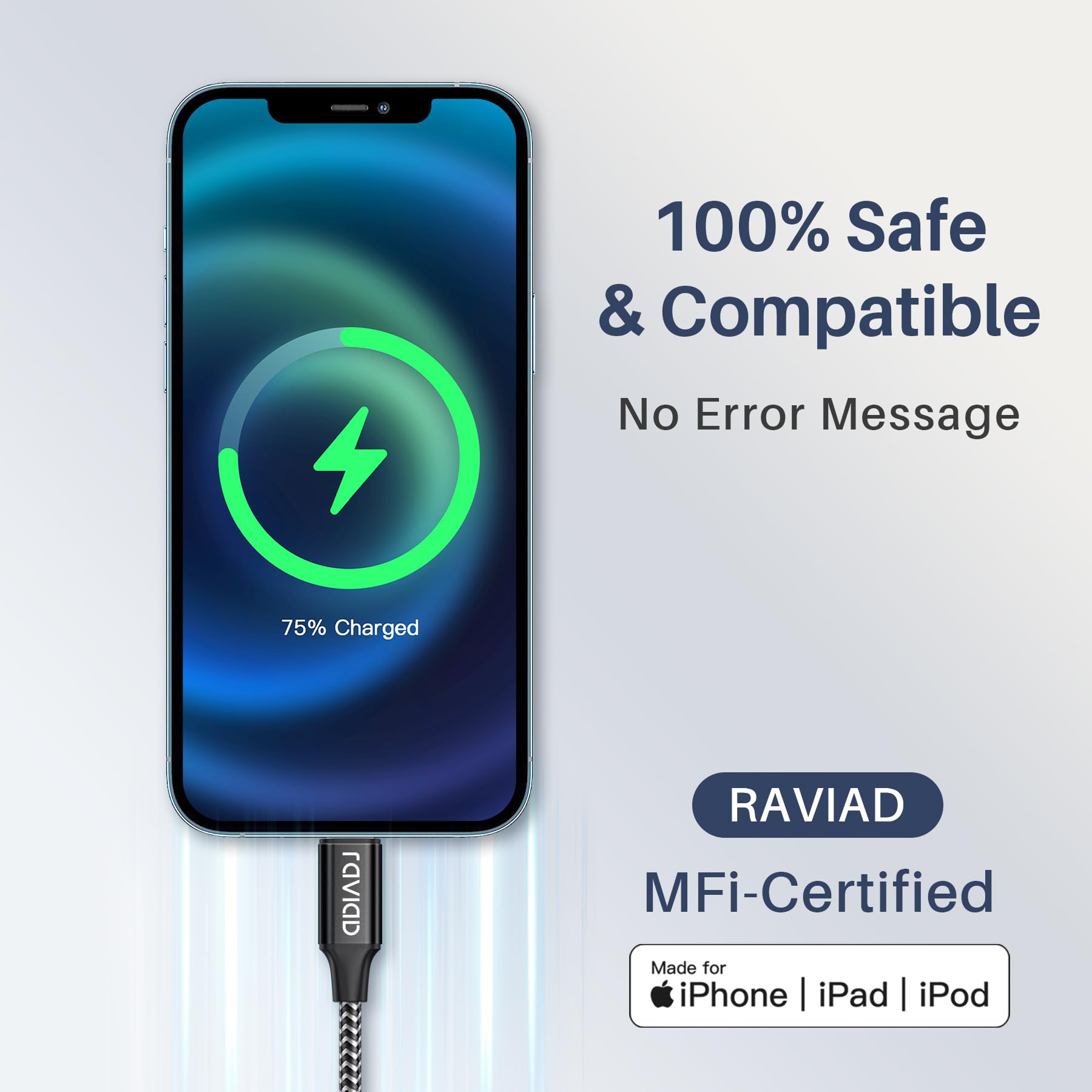 RAVIAD Cavo USB C iPhone Corto, [2Pack 0.5M] Certificato MFi Cavo iPhone USB C PD Carica Rapida Compatibile con iPhone 14/13/12/11 Pro Max/X/XS/XR/8/8 Plus/7/7 Plus/6s/6s Plus/6/5/5s/5c/SE 2020 - Nero