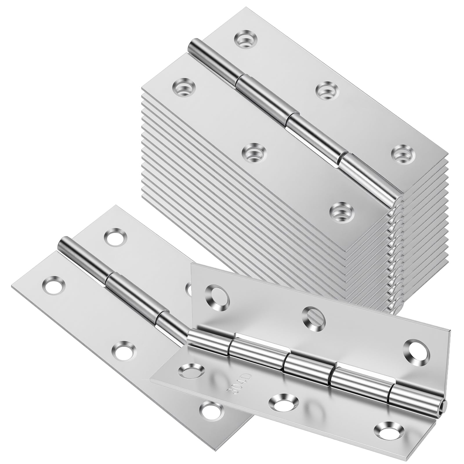 HAKZEON 40 Pcs Door Hinges 66 x 38mm, Stainless Steel Door Butt Hinges for Boxes Drawers Closet, Internal External Door Installation with Screws