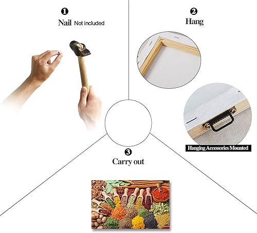 Vista 254 de Arte de decoración de pared para comedor, cocina, cocina, comedor, especias, verduras, cocina, comedor, decoración de pared, pintura artística