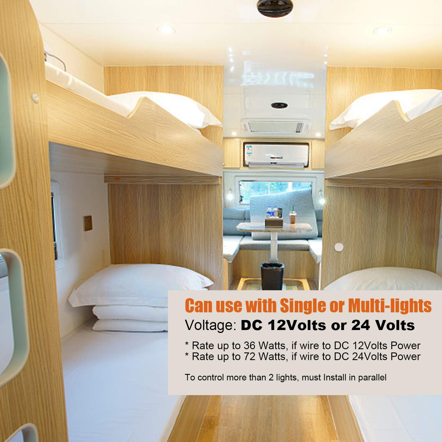 Buy 1 get 1 🔥 Facon 12V/24V Touch Dimmer Switch, Touch Detecting from Insulation Materials(Wood or Others), Use with LED Lights, Incandescent and Halogen Bulbs for RV, Camper, Marine, and Strip Lights