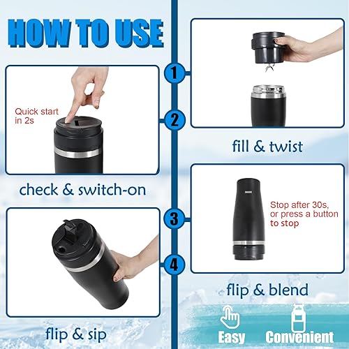 Miniatura 3 de Ice Shave - Vaso al vacío de acero inoxidable 2 en 1 y licuadora inalámbrica, 28 onzas, resistente a fugas, frío 24 horashielo, 2 días, 120 vatios