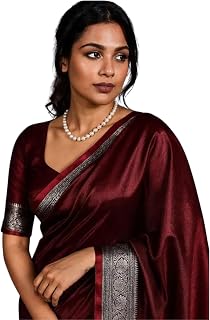 KATHLA-ETHNICITY AT ITS FINEST Woven Solid Banarasi Satin Saree for Women with Elegant Plain Finish Price In India
