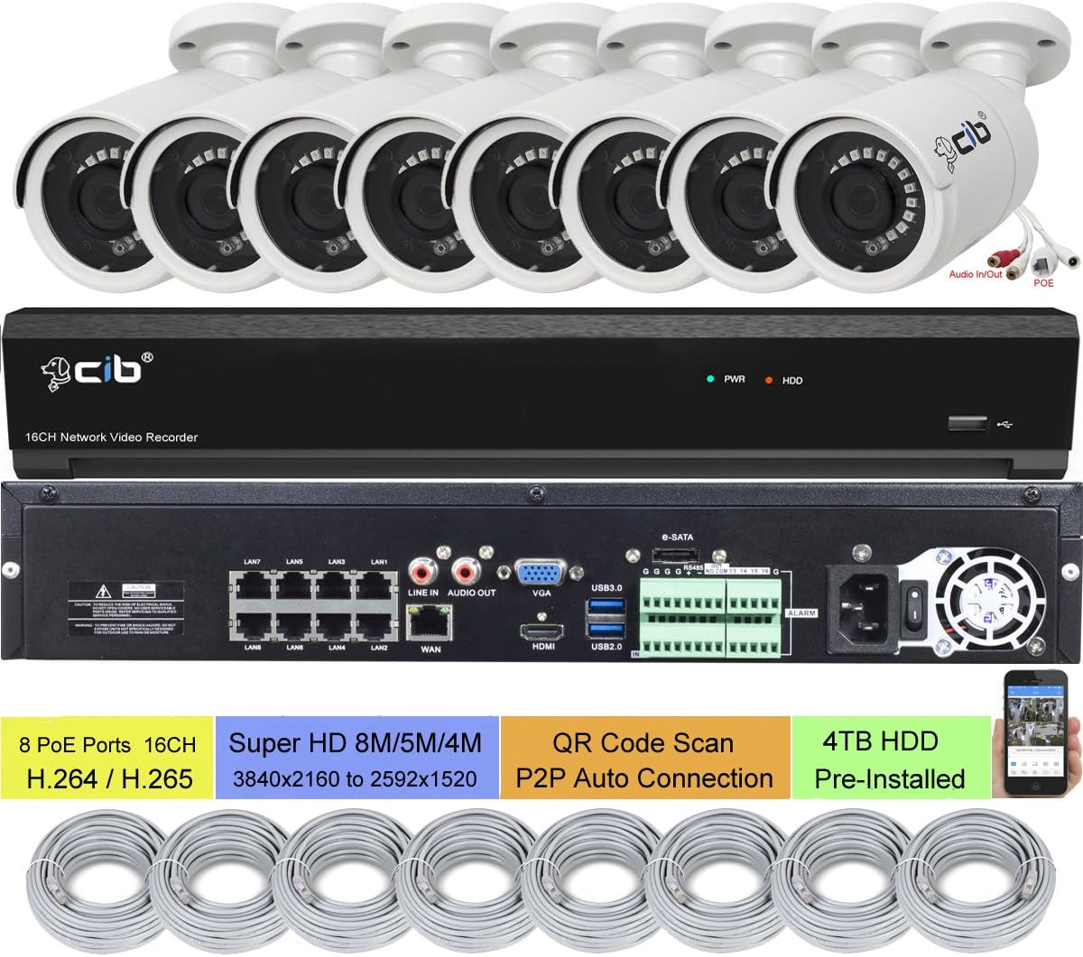 CIB 32CH (16CH POE Plus 16CH Non POE) NVR 8MP/5MP/4MP