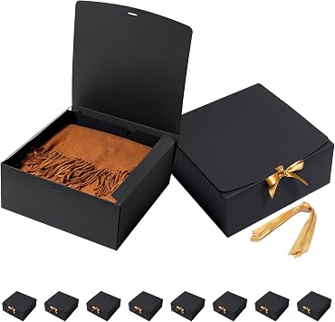 Mcfleet Black Gift Boxes with Lids 12x12x5 Inches 10 Pack Groomsmen Proposal Boxes Cardboard Gift Box for Presents, Craft Boxes for Christmas, Wedding, Graduation, Holiday, Birthday Gift Packaging | Extra Deep Gift Box for Presents, Christmas, Wedding, Graduation, Holiday, Birthday Present Packaging Wrapping