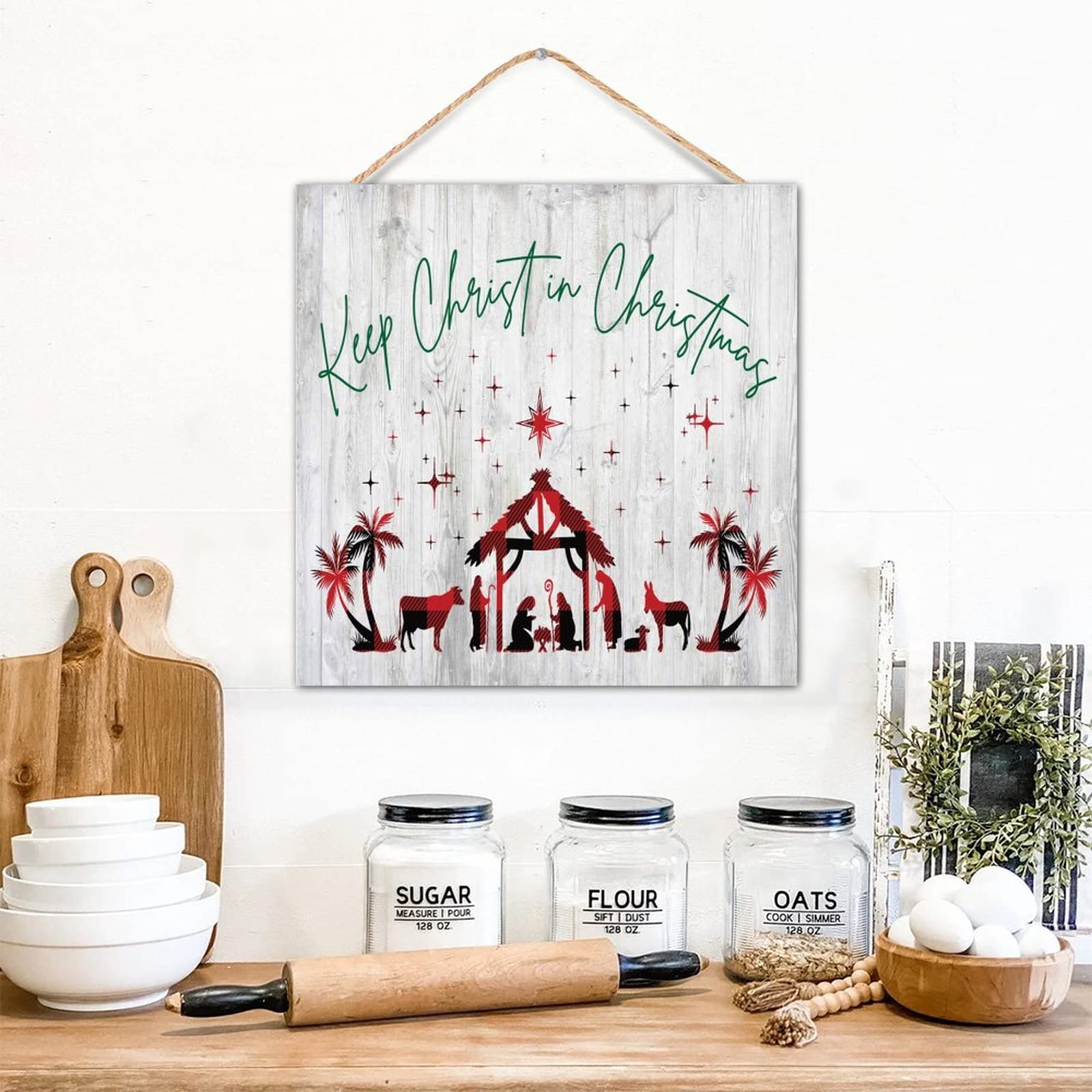 Panneau en bois mural Keep Christ in Christmas pour remplacer les décorations fades