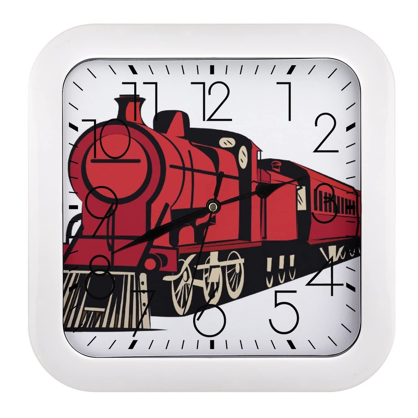 Horloge murale train rouge lisible pour voir l'heure de loin
