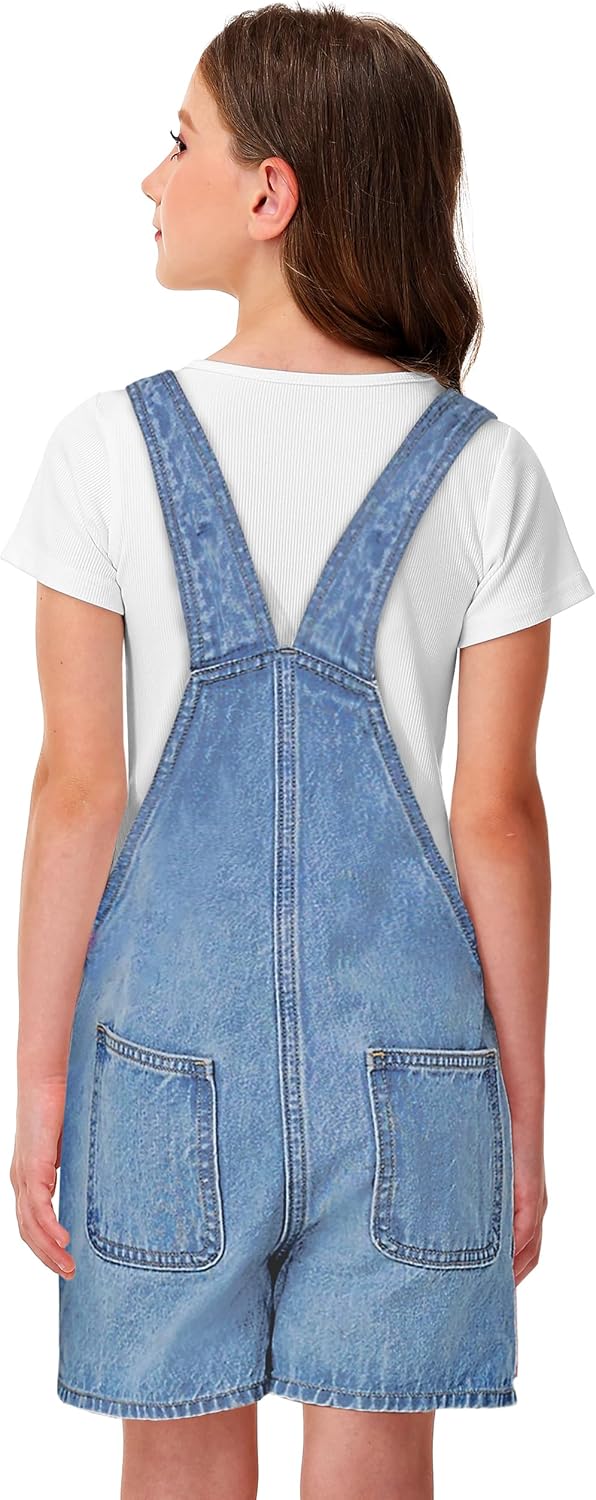 Remimi Kids Overalls Shorts Summer Denim Shortalls Cotton Daily Wear Rompers With Pockets 3-15 Years