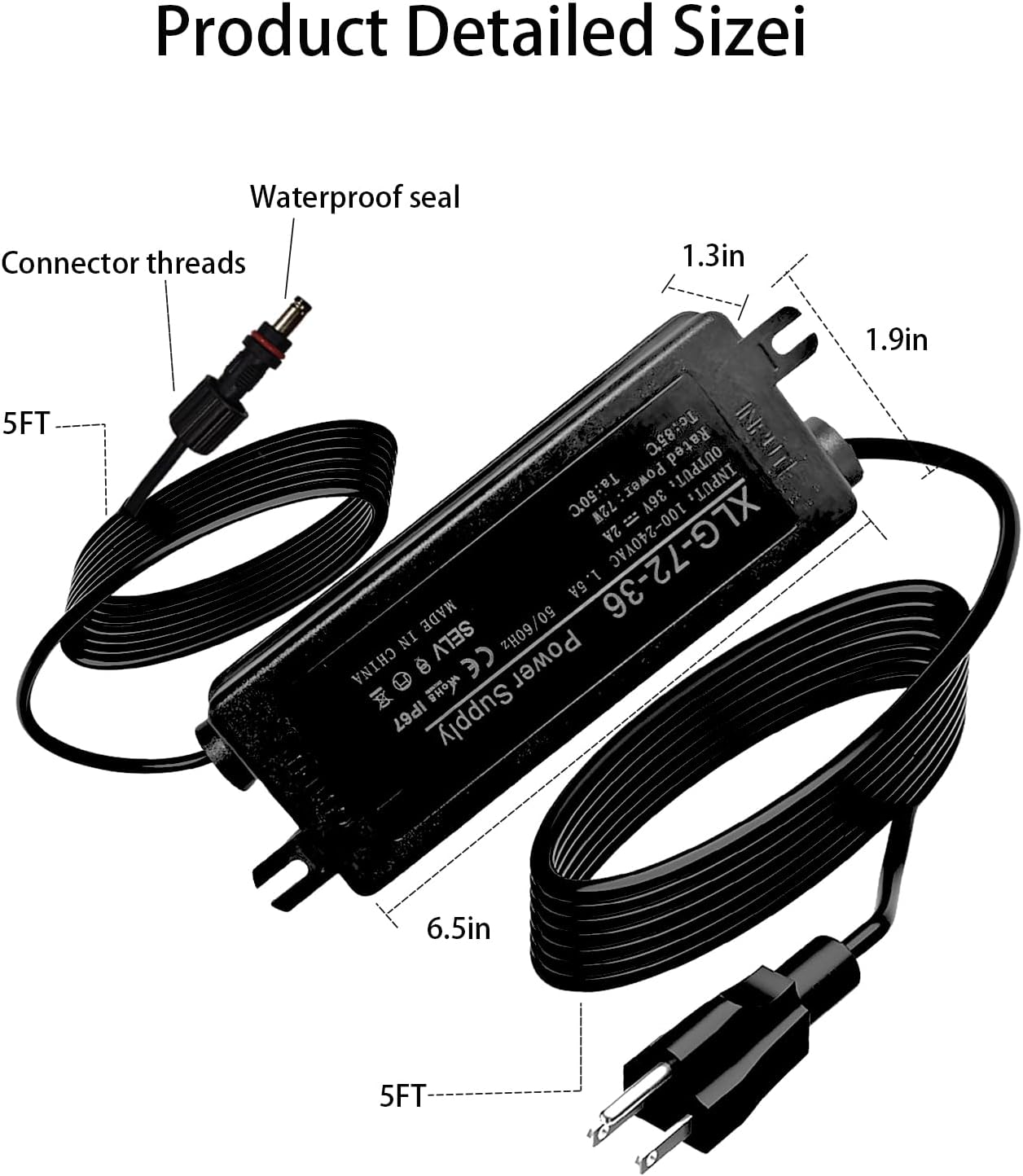 for Govee Waterproof Power Adapter 36V for Govee Permanent Outdoor Light Series H705D/H705E/H705F(Black)