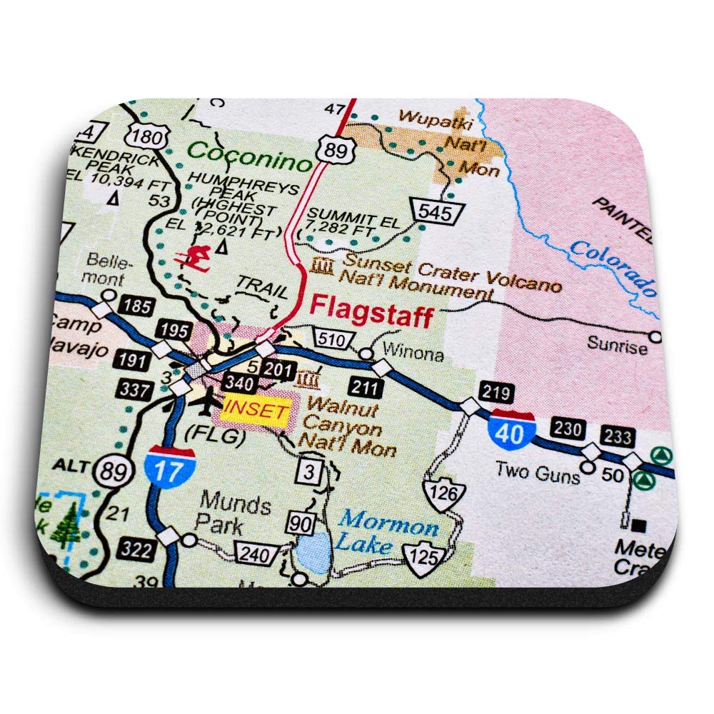 Destination Vinyl Ltd Multicolor 1 X Square Mdf Fridge Magnet - Flagstaff Arizona America Usa Travel Map 45028
