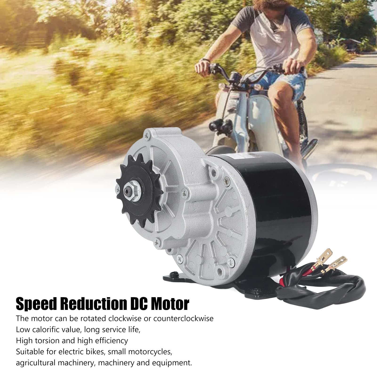 24V 500W DC Geared Motor, 13T 2800 RPM Brushed Speed Reduction Motor for Electric Bike Scooter, High Power Conversion Kit