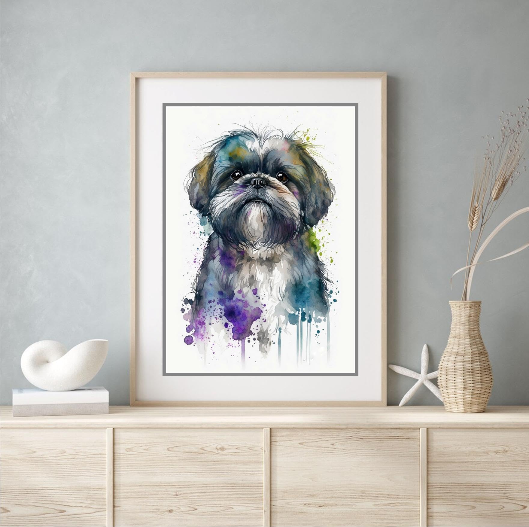 Signed by the Stars Shih Tzu Dog Art Print (Unframed, Matte, A4, 29.7 x 21cm, Living Room)