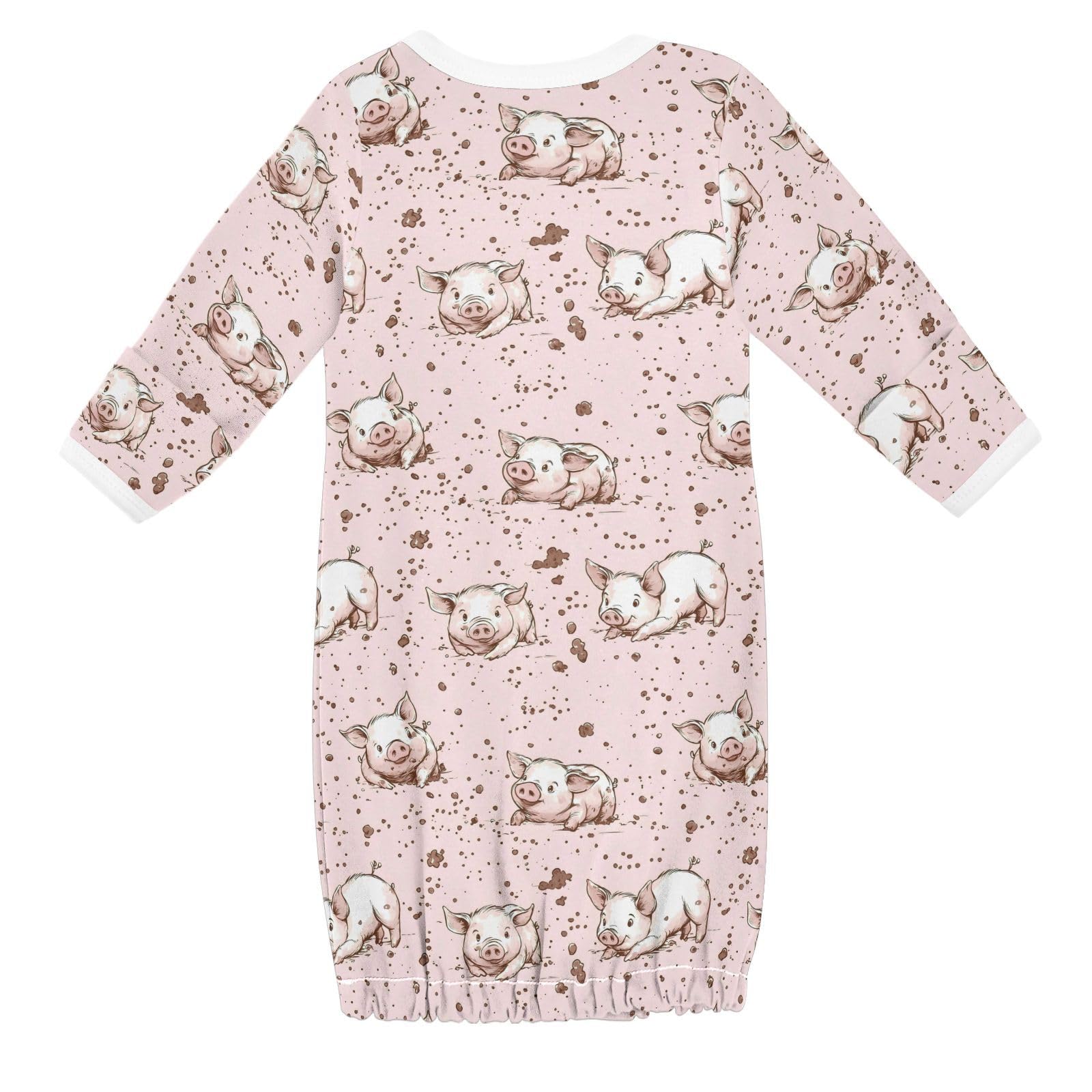 vvfelixl Baby Girl Sleep Gown Cartoon Pigs Roll in Mud Baby Nightgown for 3-6 Months Babys Sleepers Nightdress for Newborn Boy Long Sleeve Infant Bodysuits Multicolor