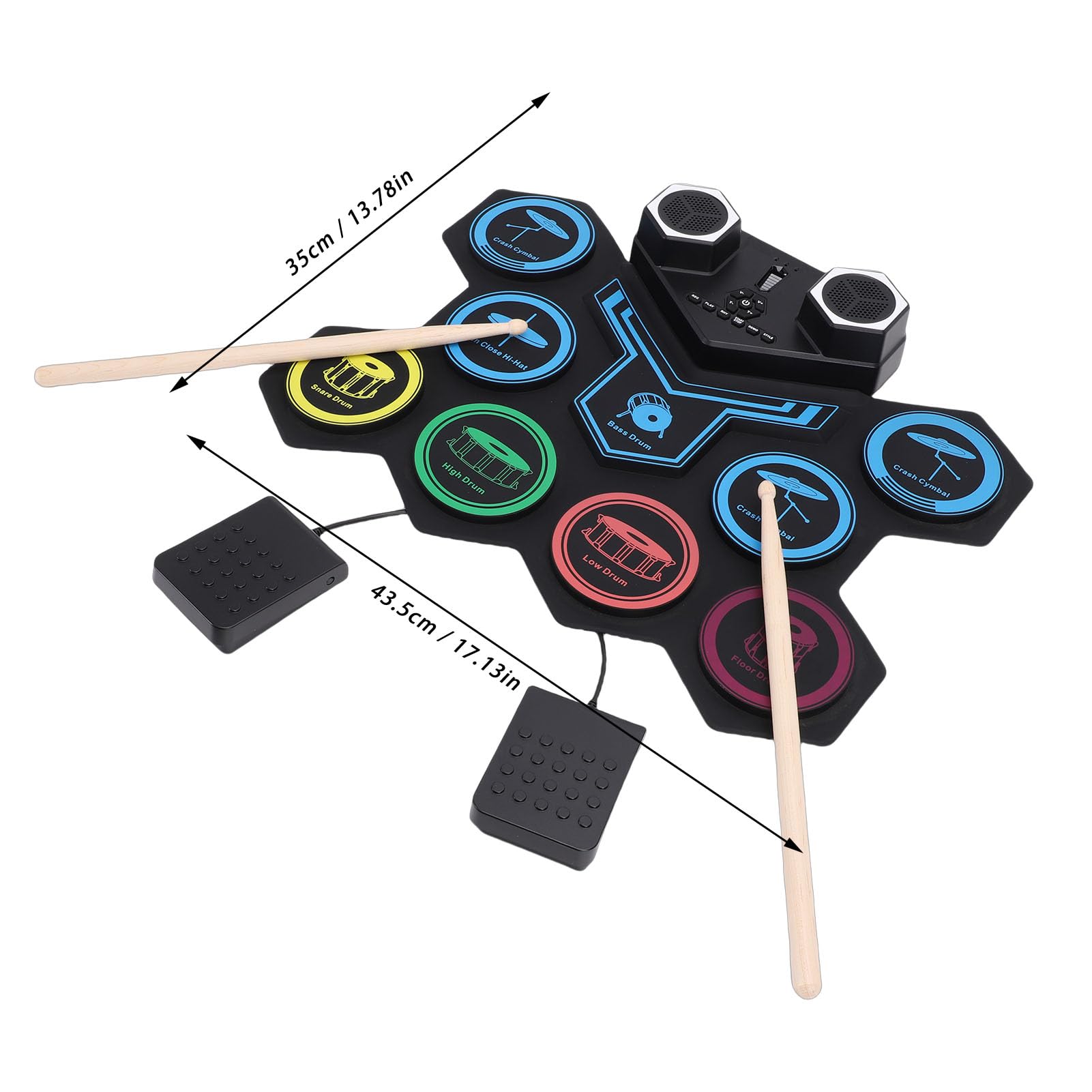 Generic Set di Batteria Elettronica Portatile Arrotolabile con Pad in Silicone e Funzione MIDI per Adolescenti e Adulti, Design Leggero