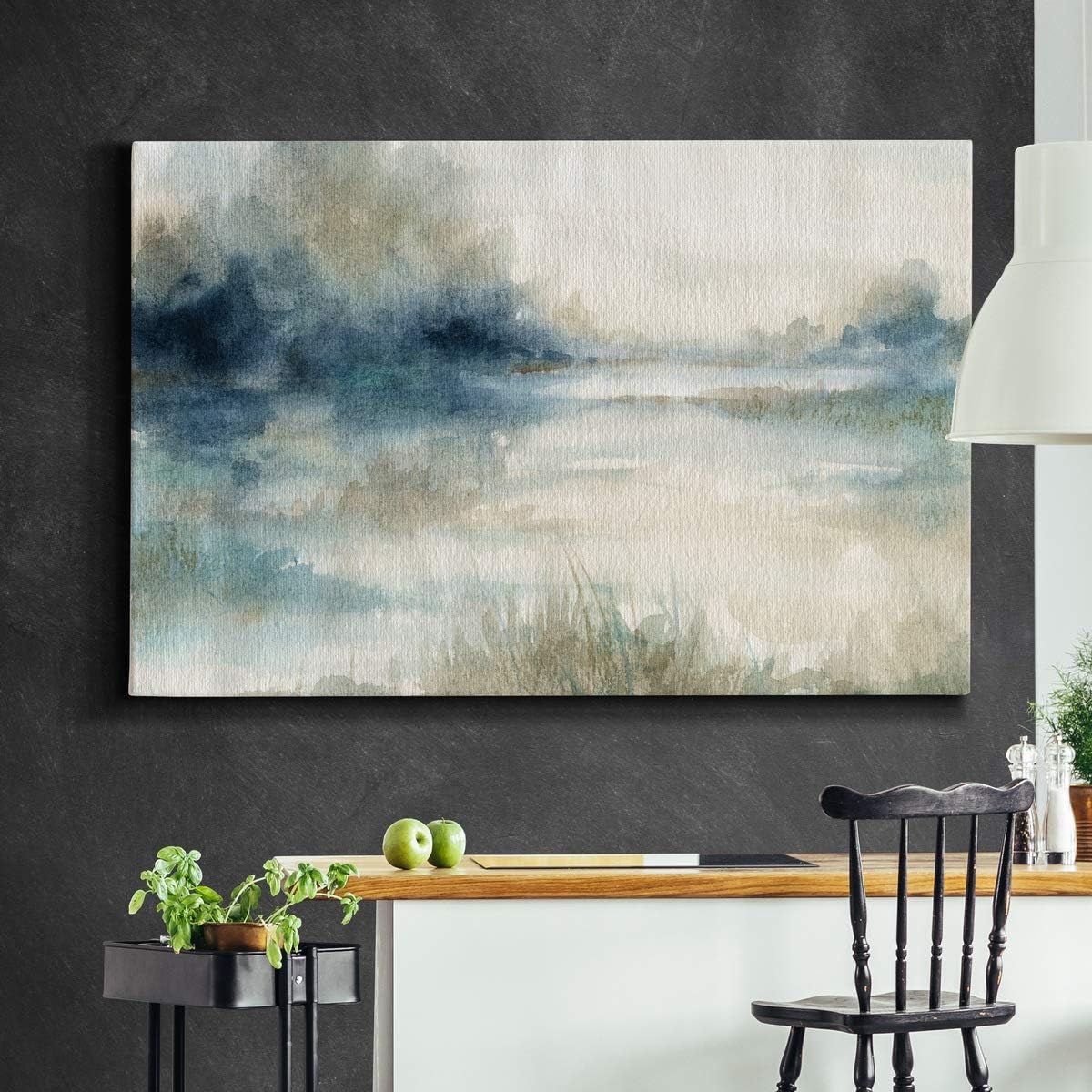 WEXFORD HOME Landscape Wall Art Premium Gallery Wrapped Canvas Abstract Ocean Forest Modern Artwork Decoration for Living Room Kitchen Bathroom Office, Ready to Hang, Still Evening Waters II