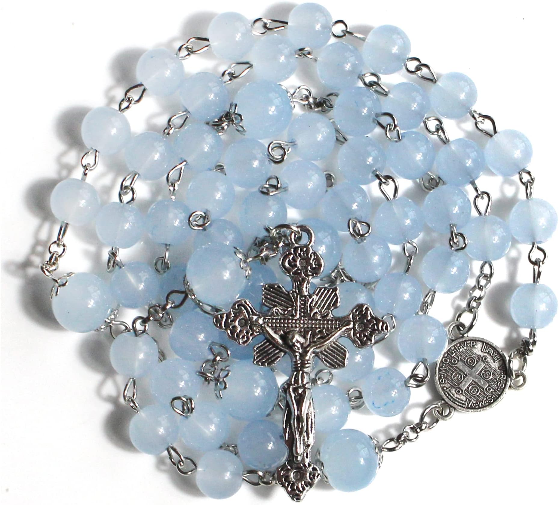 GeekTenetRosary Beads Chaplet pt Artificial Crystal Glass Rosery Cross Catholic gifts, Zinc Alloy, No Gemstone