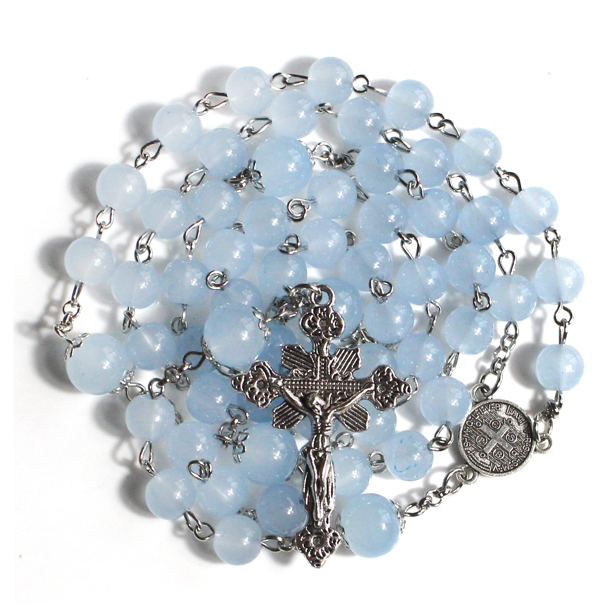 GeekTenetRosary Beads Chaplet pt Artificial Crystal Glass Rosery Cross Catholic gifts, Zinc Alloy, No Gemstone